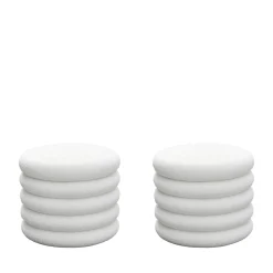 Clearance Drawer BUBBLE Lot de 2 poufs coffres ronds en tissu bouclette ø47cm