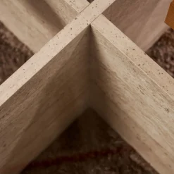 Best Drawer BULLY Table basse ronde en verre trempé et effet travertin ø75cm