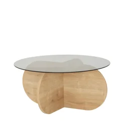 Hot Drawer BULLY Table basse ronde en verre trempé et bois ø75cm