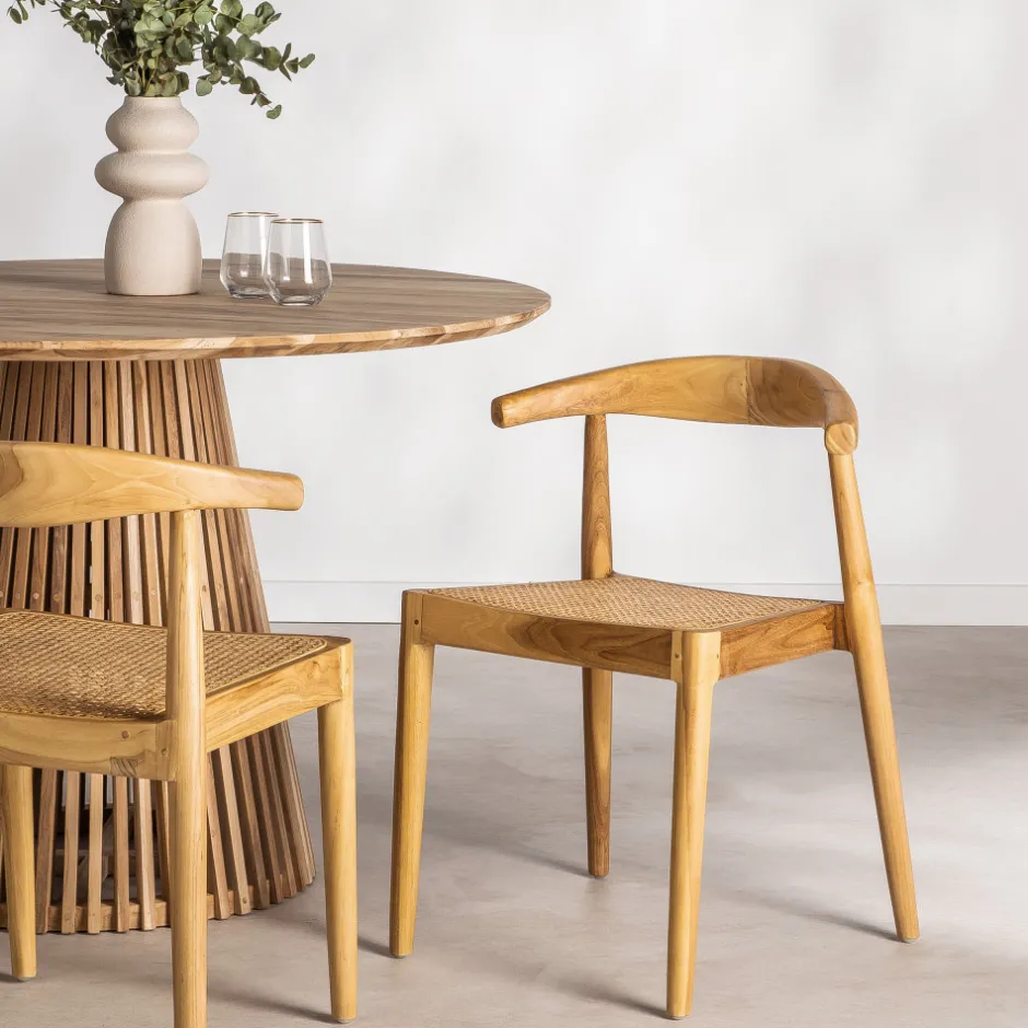 Online Drawer BUNGA Lot de 2 chaises en teck et cannage
