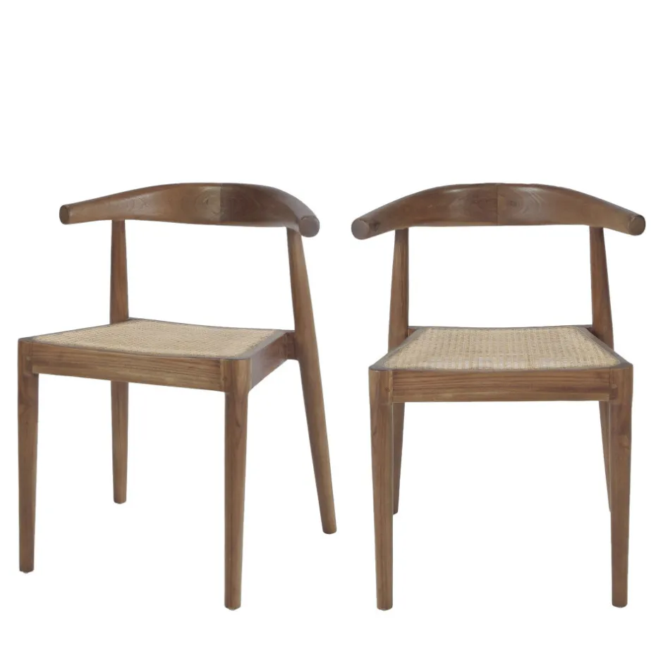 Online Drawer BUNGA Lot de 2 chaises en teck et cannage