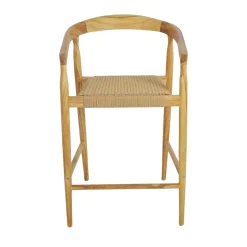 Outlet Drawer BURI Lot de 2 fauteuils de bar en teck et corde tressé H65cm