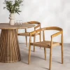 Discount Drawer BURI Lot de 2 fauteuils de table en teck et corde tressé