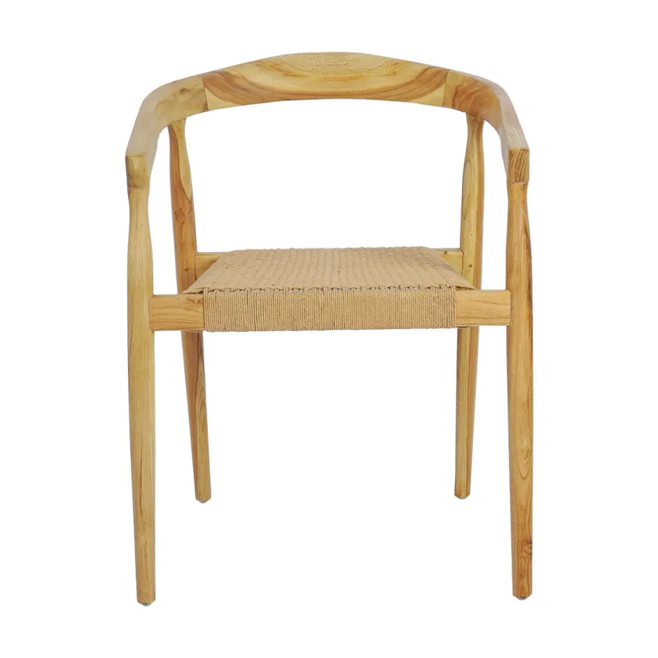 Discount Drawer BURI Lot de 2 fauteuils de table en teck et corde tressé