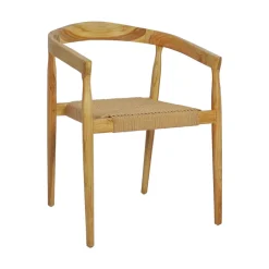 Discount Drawer BURI Lot de 2 fauteuils de table en teck et corde tressé