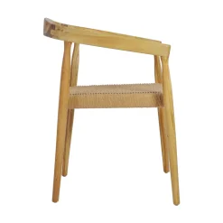 Discount Drawer BURI Lot de 2 fauteuils de table en teck et corde tressé