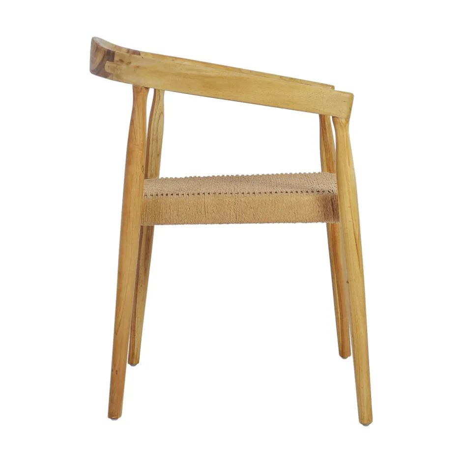 Discount Drawer BURI Lot de 2 fauteuils de table en teck et corde tressé