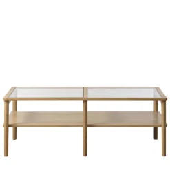 Clearance No name CAHIR Table basse en verre trempé et bois 120x60cm