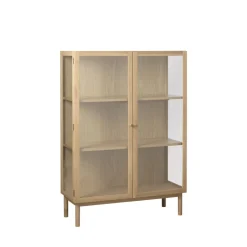 New No name CAHIR Vitrine 2 portes en verre trempé et bois H140cm