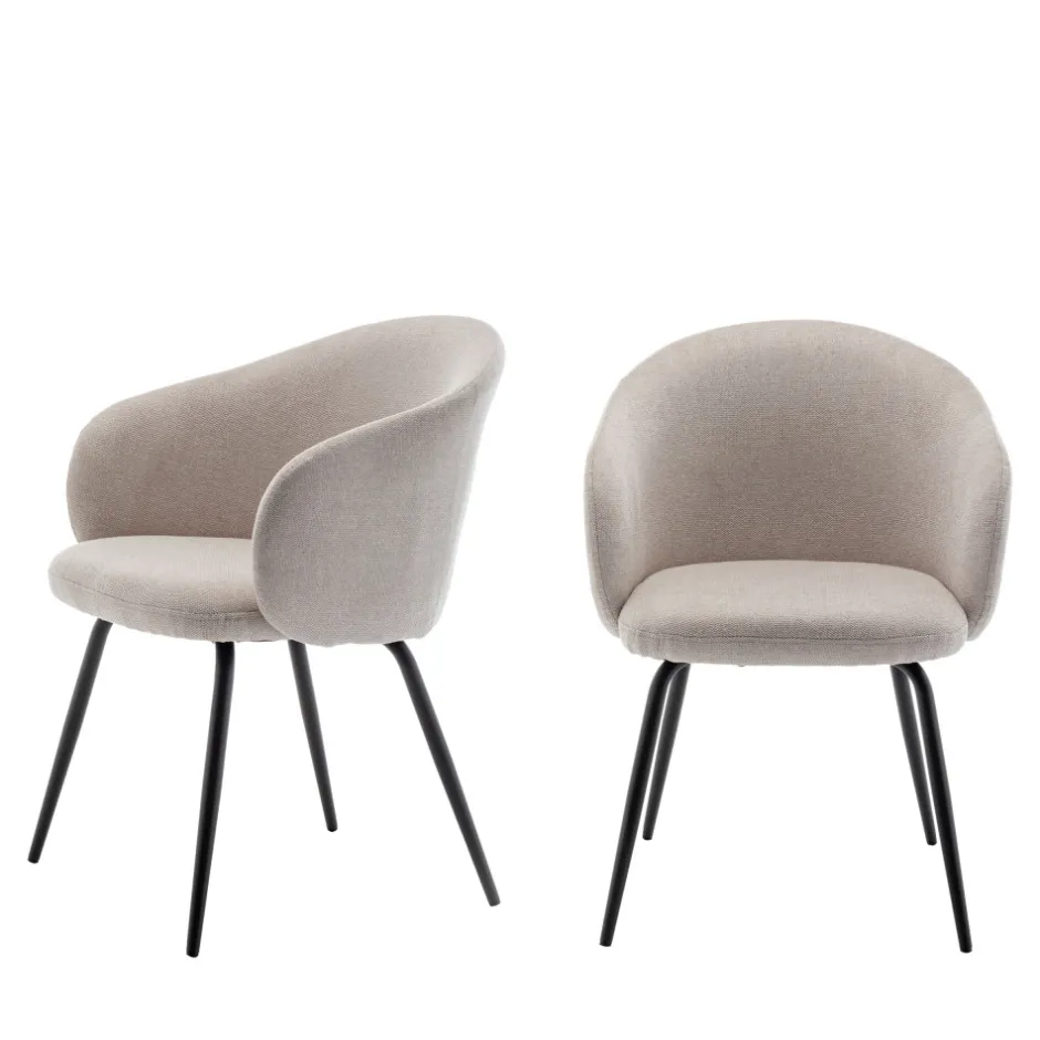 Clearance Drawer CALABRA Lot de 2 fauteuils de table en tissu et métal