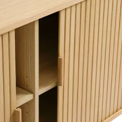 Discount No name CALLAN Buffet aux portes coulissantes en bois strié L160cm
