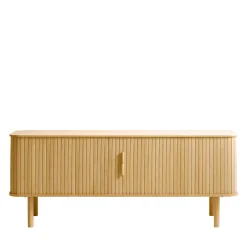 Hot No name CALLAN Meuble TV aux portes coulissantes en bois strié L160cm