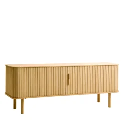 Hot No name CALLAN Meuble TV aux portes coulissantes en bois strié L160cm