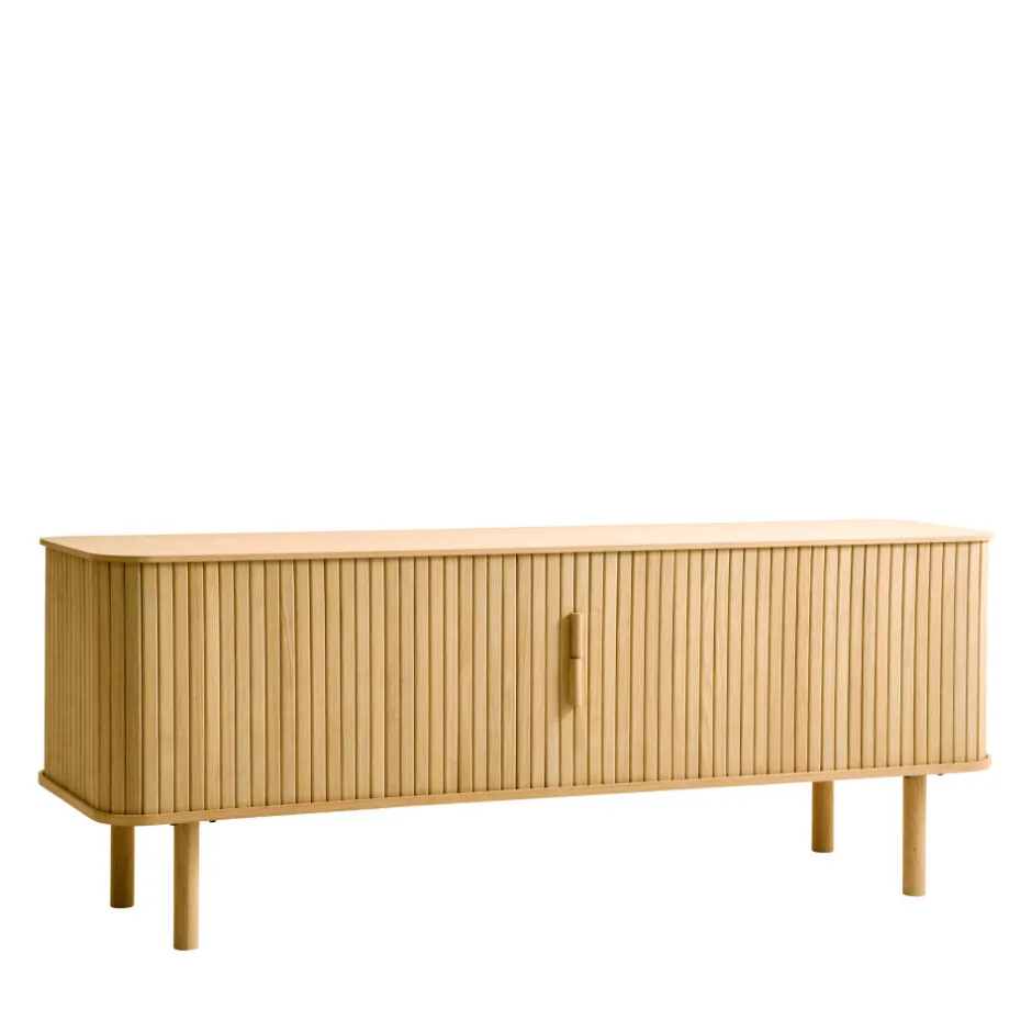 Hot No name CALLAN Meuble TV aux portes coulissantes en bois strié L160cm