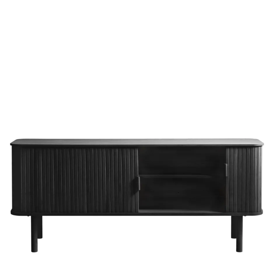 Hot No name CALLAN Meuble TV aux portes coulissantes en bois strié L160cm