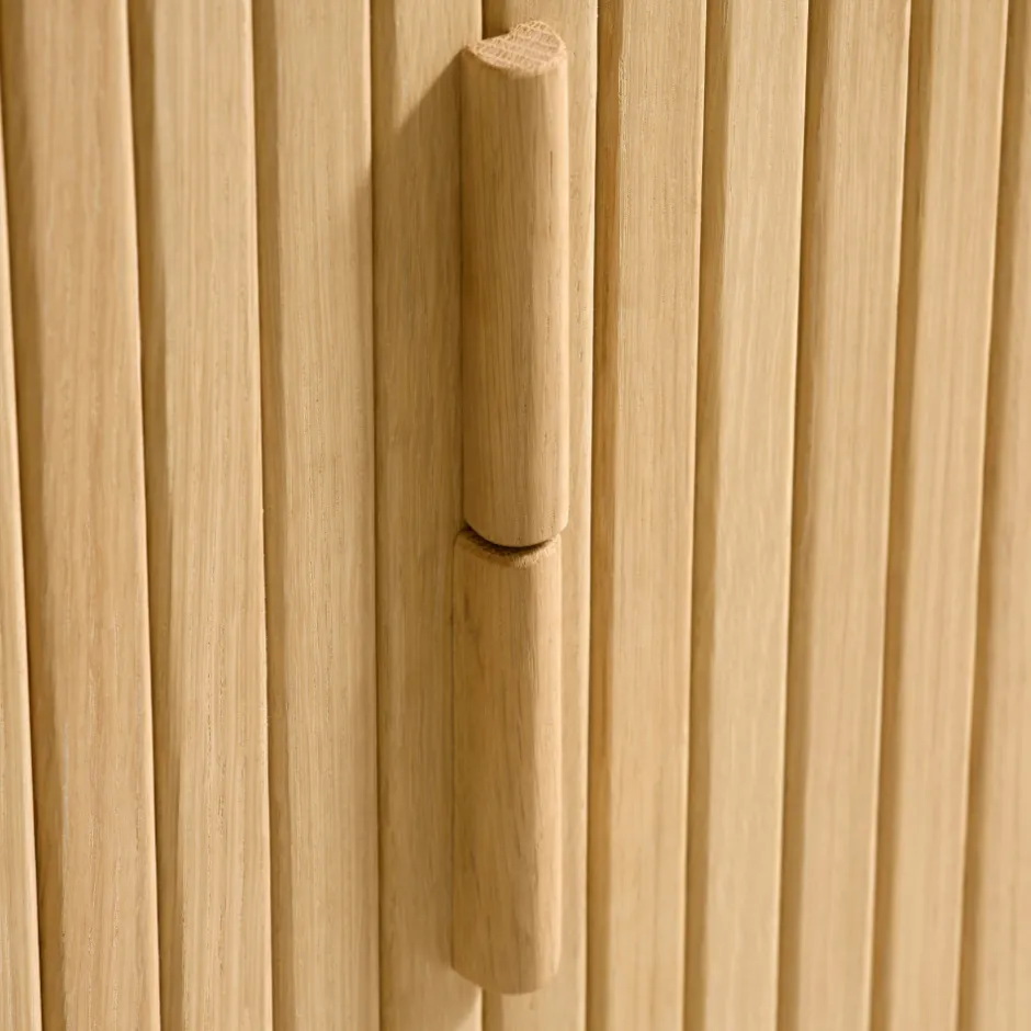 Hot No name CALLAN Meuble TV aux portes coulissantes en bois strié L160cm
