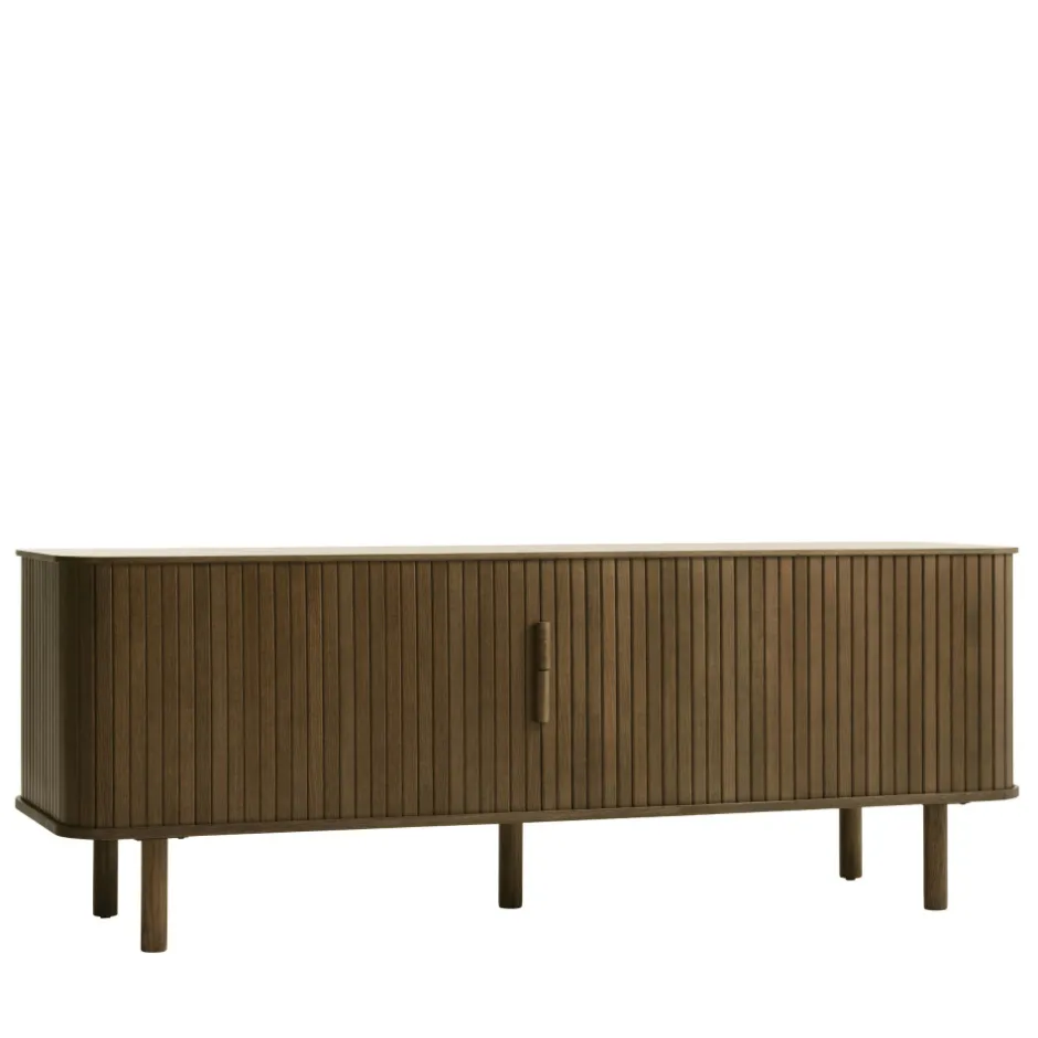 Hot No name CALLAN Meuble TV aux portes coulissantes en bois strié L160cm