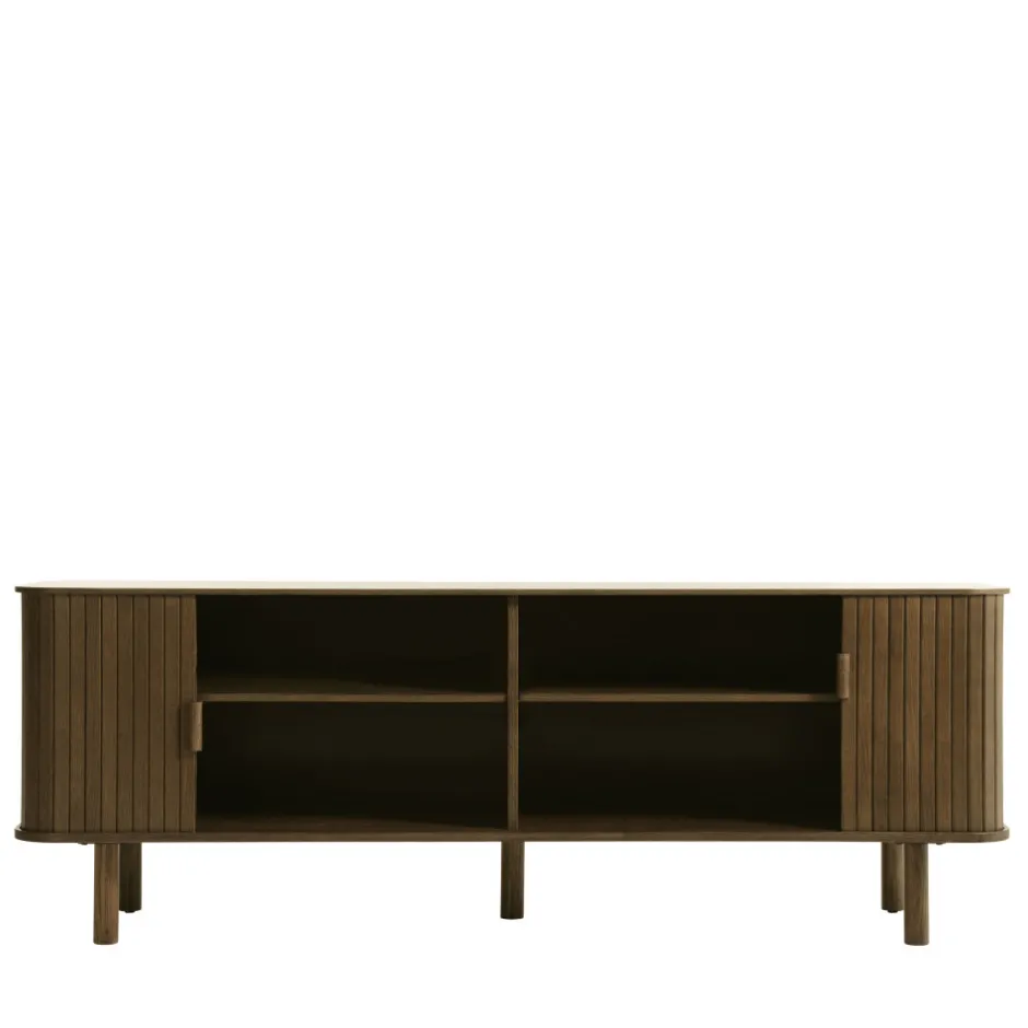 Hot No name CALLAN Meuble TV aux portes coulissantes en bois strié L160cm