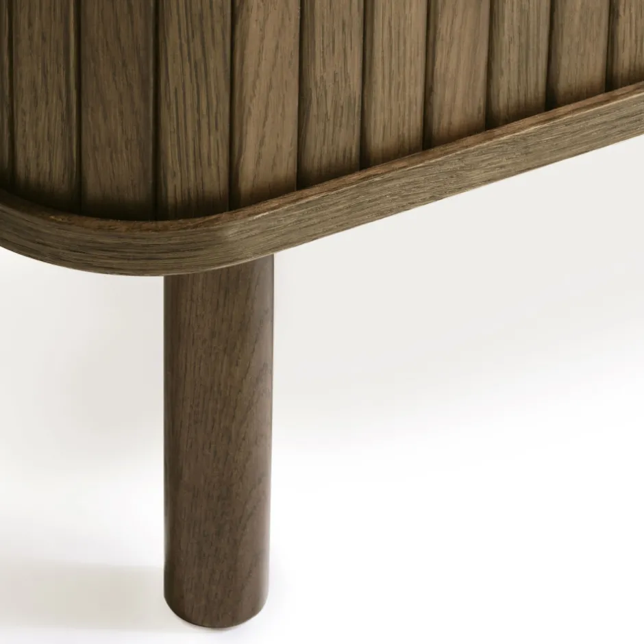 Hot No name CALLAN Meuble TV aux portes coulissantes en bois strié L160cm