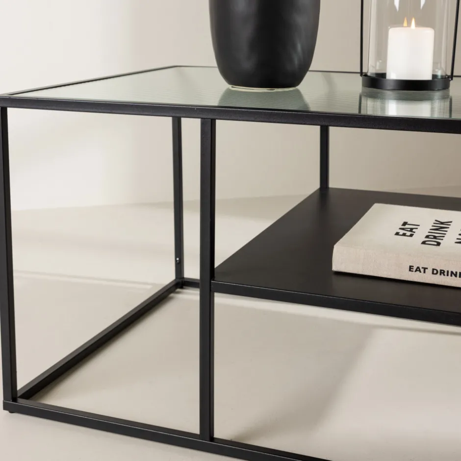 Clearance Venture Home CAMPINAS Table basse 2 plateaux en verre et métal
