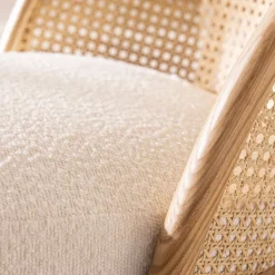 Hot Drawer CANDICE Fauteuil en tissu bouclette et rotin