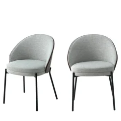 New House Nordic CANELAS Lot de 2 chaises en tissu et métal