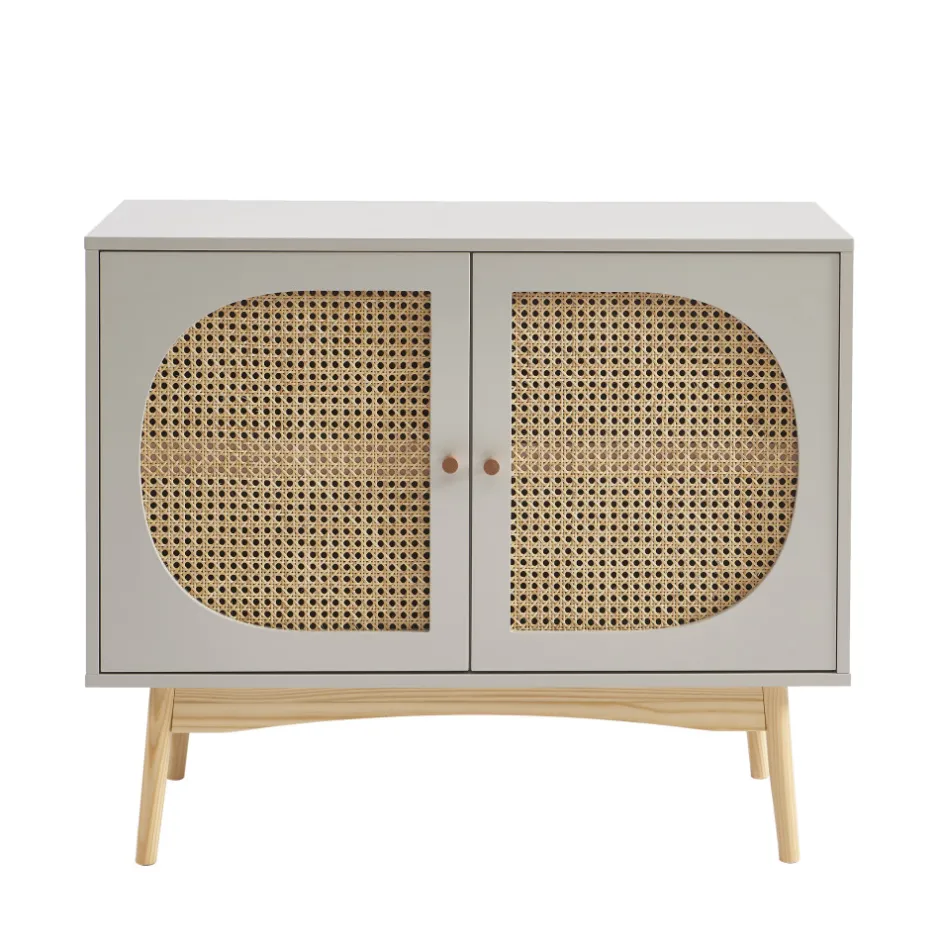 Online No name CANNO Buffet 2 portes en bois et cannage L90cm