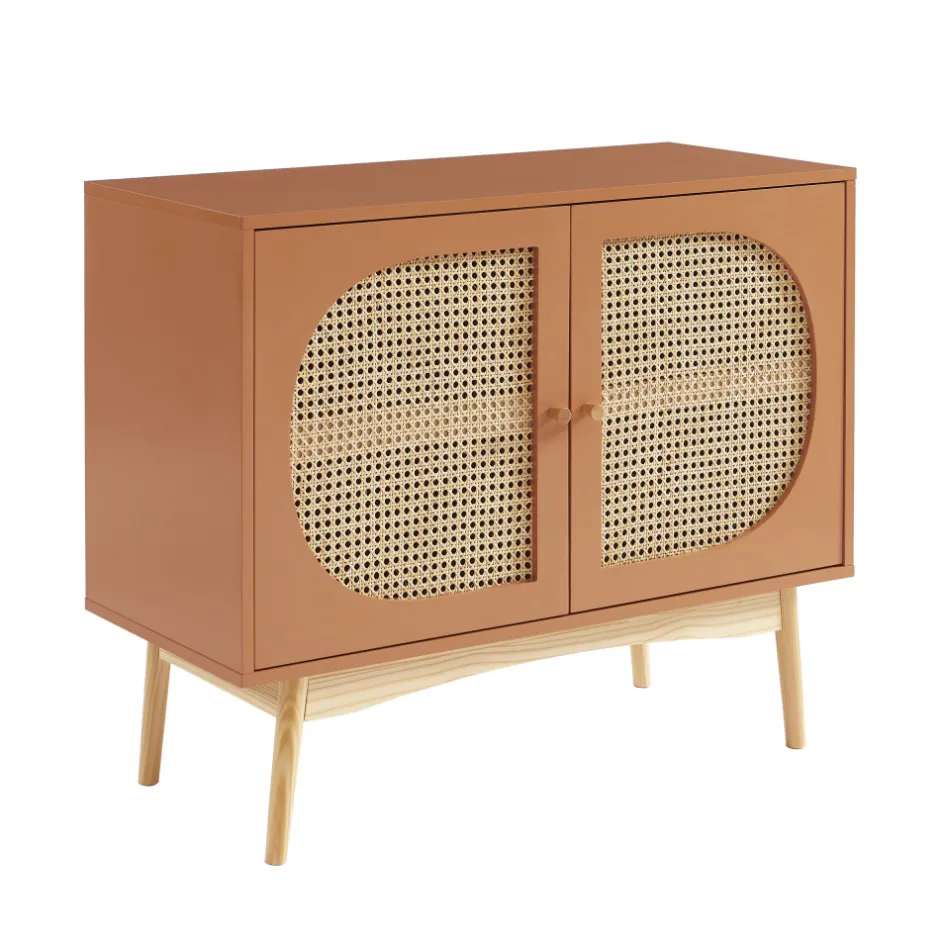 Online No name CANNO Buffet 2 portes en bois et cannage L90cm