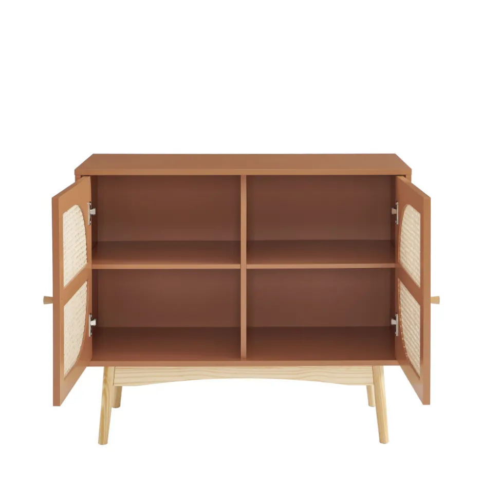 Online No name CANNO Buffet 2 portes en bois et cannage L90cm
