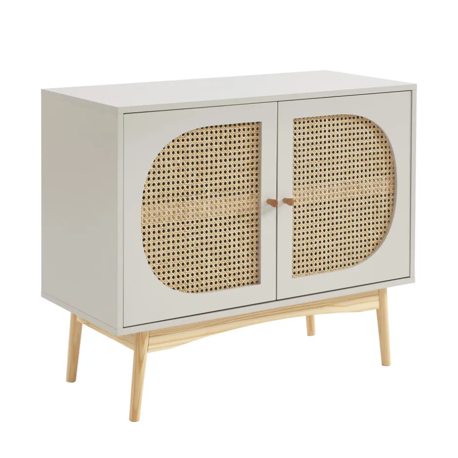 Online No name CANNO Buffet 2 portes en bois et cannage L90cm