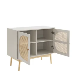 Online No name CANNO Buffet 2 portes en bois et cannage L90cm