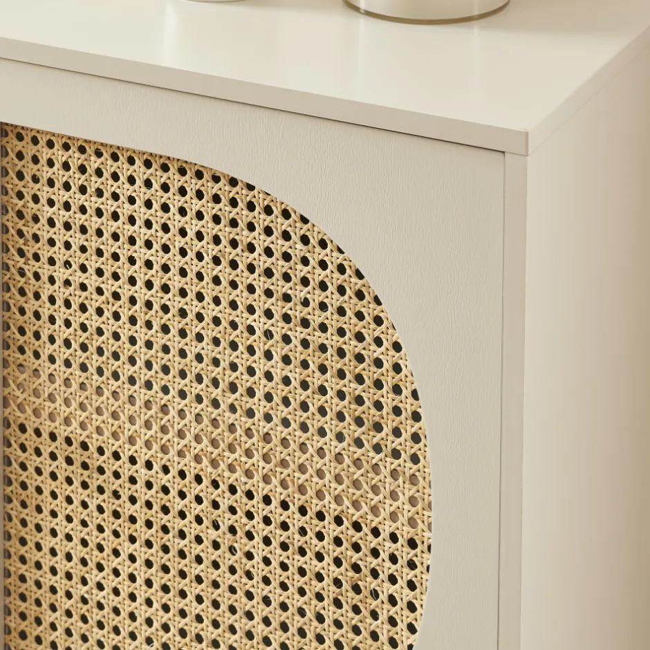 Online No name CANNO Buffet 2 portes en bois et cannage L90cm