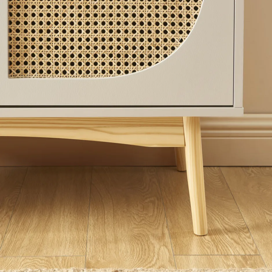 Online No name CANNO Buffet 2 portes en bois et cannage L90cm