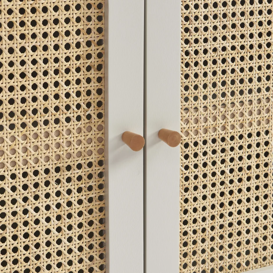 Online No name CANNO Buffet 2 portes en bois et cannage L90cm