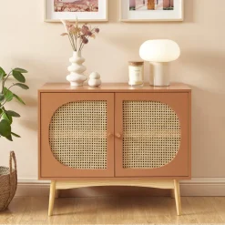 Online No name CANNO Buffet 2 portes en bois et cannage L90cm