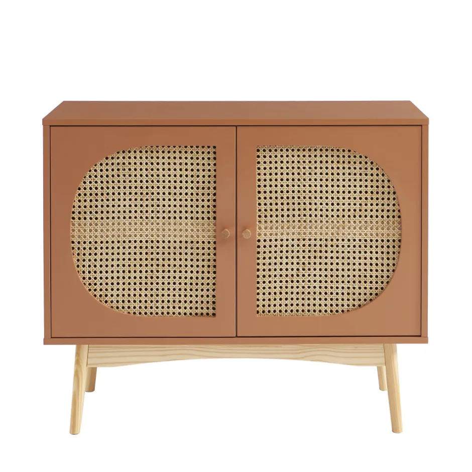 Online No name CANNO Buffet 2 portes en bois et cannage L90cm