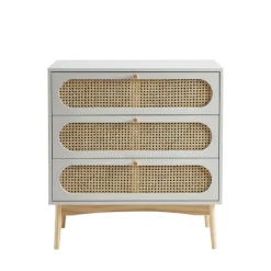 Hot No name CANNO Commode 3 tiroirs en bois et cannage L80cm