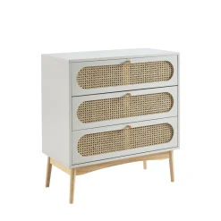 Hot No name CANNO Commode 3 tiroirs en bois et cannage L80cm