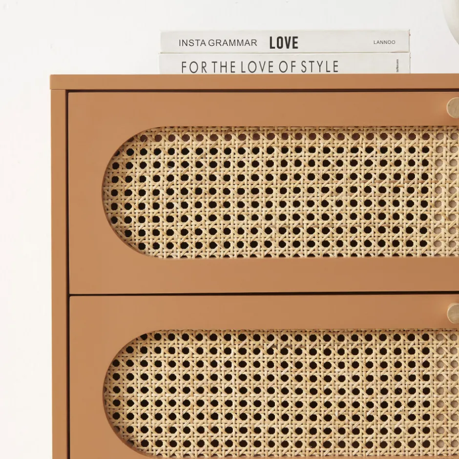 Hot No name CANNO Commode 3 tiroirs en bois et cannage L80cm