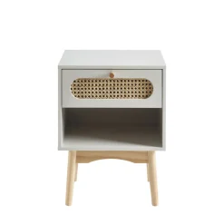 New No name CANNO Table de chevet enfant 1 tiroir en bois et cannage