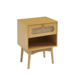 New No name CANNO Table de chevet enfant 1 tiroir en bois et cannage