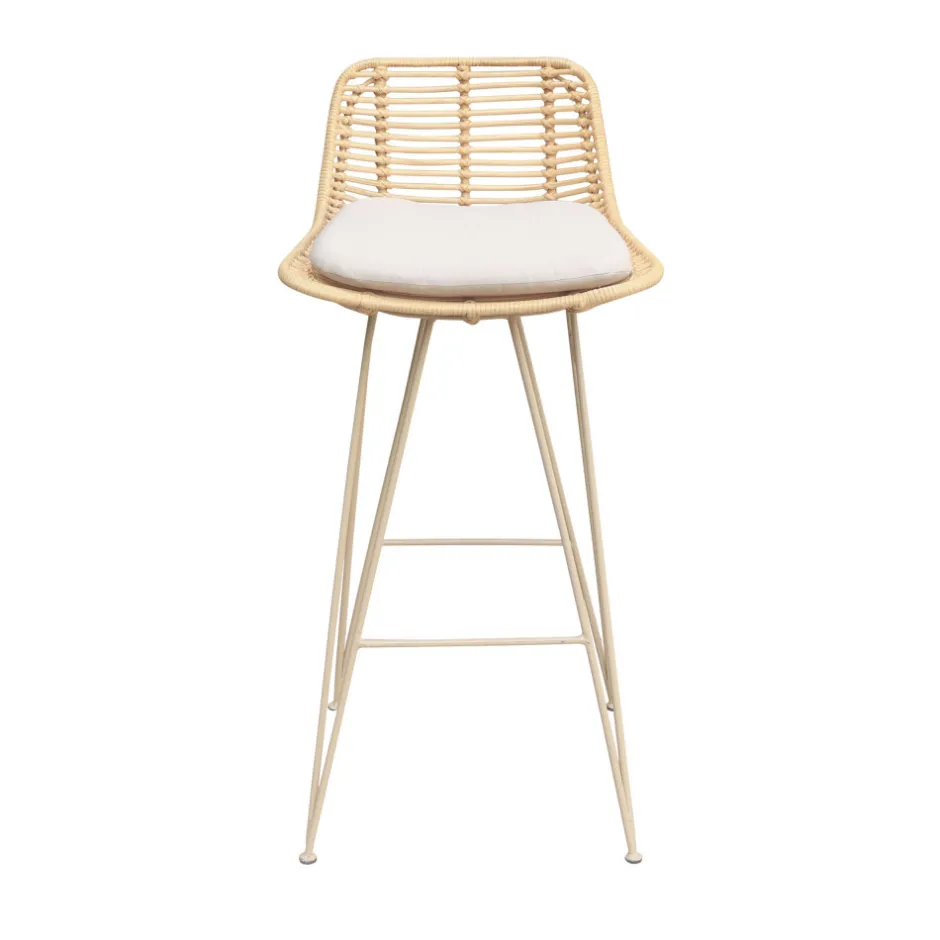 Discount Drawer CAPURGANA Lot de 2 chaises de bar design en rotin pieds beige H67cm