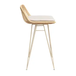 Discount Drawer CAPURGANA Lot de 2 chaises de bar design en rotin pieds beige H67cm