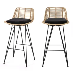 Hot Drawer CAPURGANA Lot de 2 chaises de bar design en rotin H 67 cm