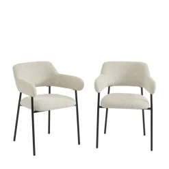 No name CELESTE Lot de 2 fauteuils de table en tissu et métal