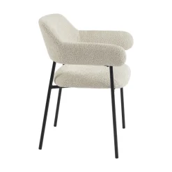 No name CELESTE Lot de 2 fauteuils de table en tissu et métal
