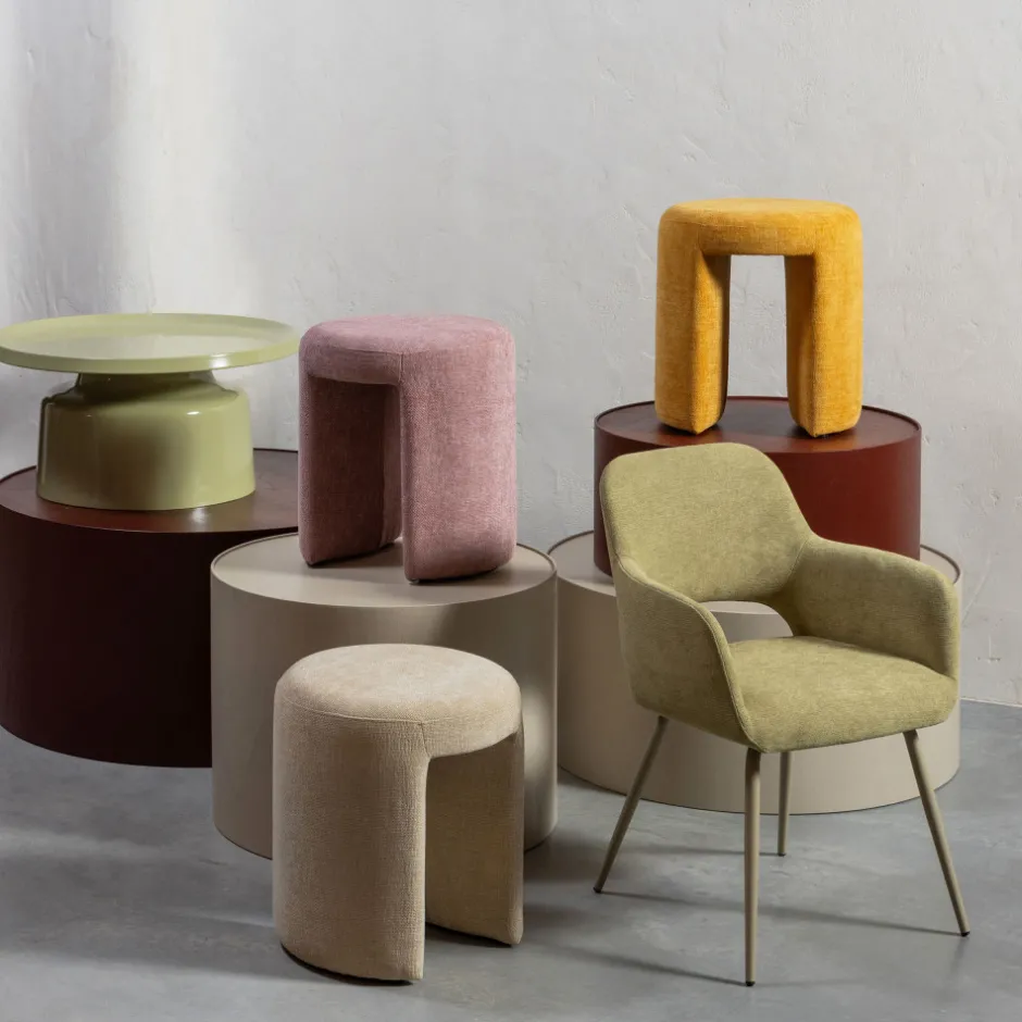 Hot Woood CHARLIE Pouf rond en tissu ø45cm