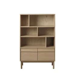 New No name CLANE Bibliothèque 6 niches, 2 portes en bois H140cm