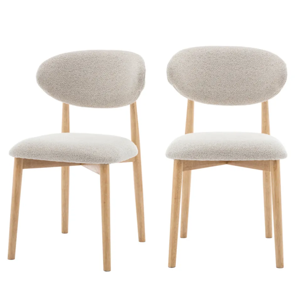 Discount Drawer CLARA Lot de 2 chaises en tissu bouclette et bois