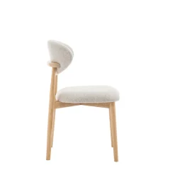 Discount Drawer CLARA Lot de 2 chaises en tissu bouclette et bois